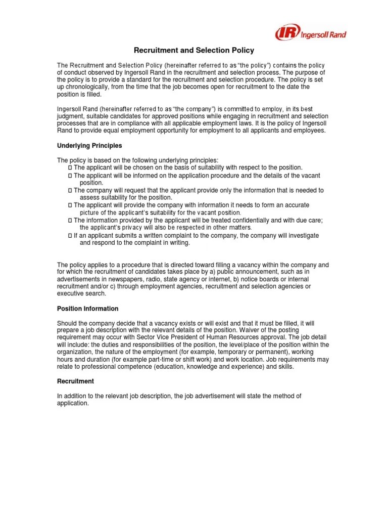Recruitment and Selection Policy - English | PDF | Recruitment 