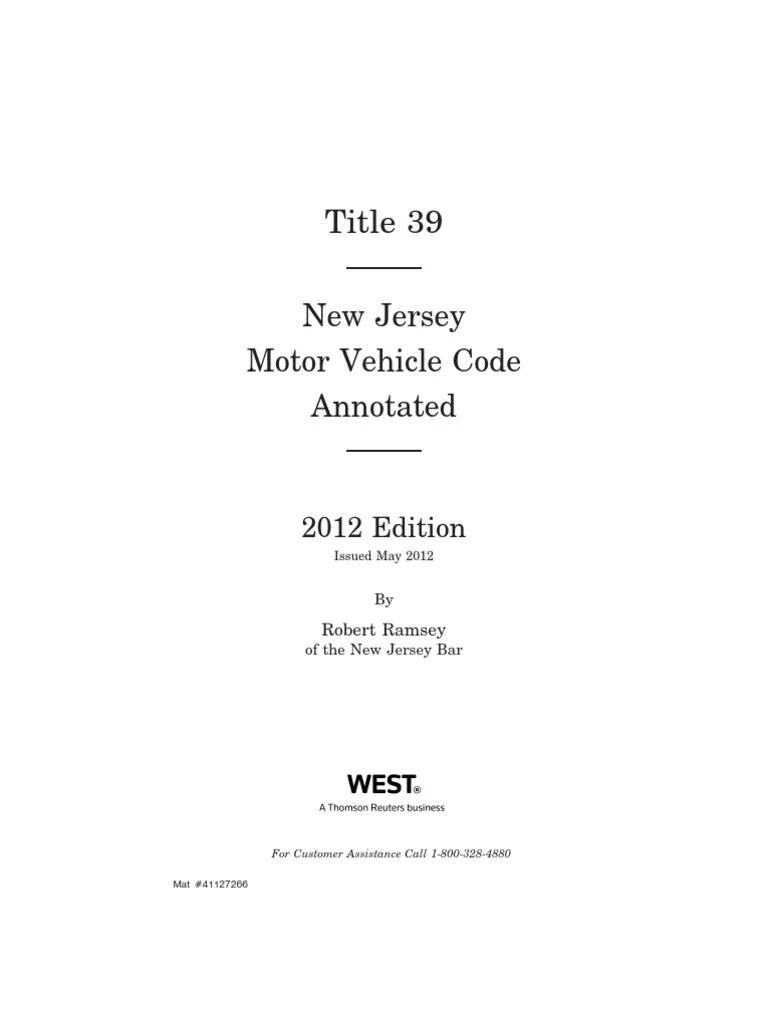 New Jersey Motor Vehicle Laws PDF Driver's License Driving