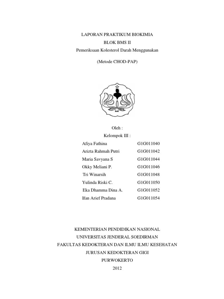 Laporan Praktikum Pemeriksaan Kadar Kolesterol Total Seputar Laporan