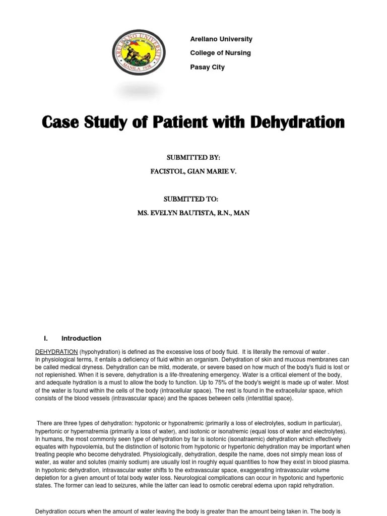 CASE STUDY of AGE With Moderate Dehydration PDF Human Digestive System Dehydration