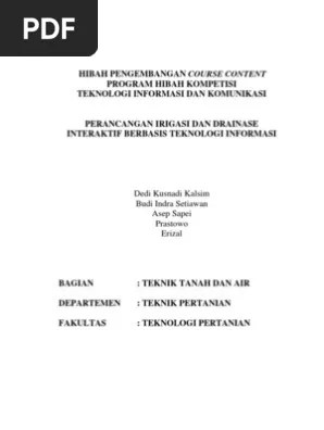 Teknik Irigasi Dan Drainase | PDF