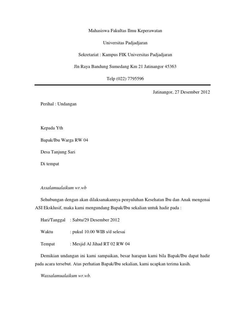 Surat Undangan Penyuluhan KIA | PDF