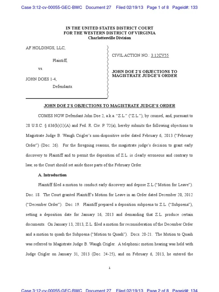 Appeal of Magistrate Judge Decision PDF Deposition (Law