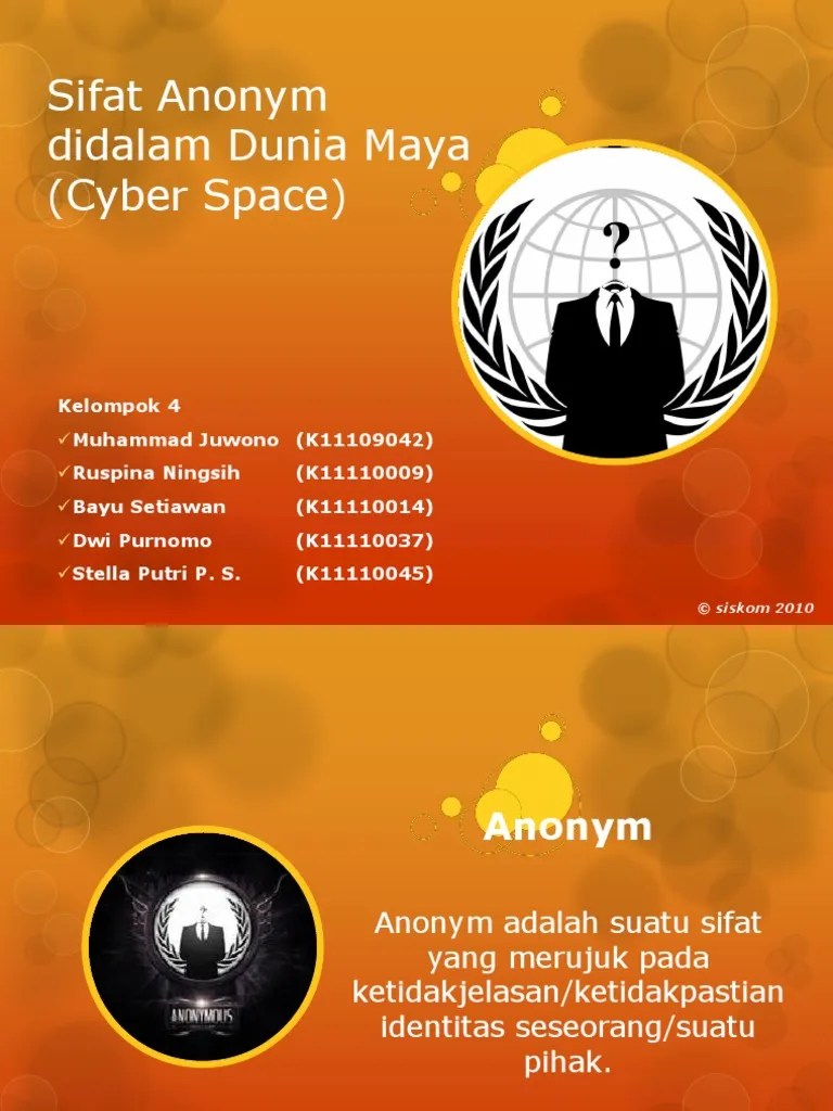 Sifat Anonym Didalam Dunia Maya (Cyber Space)
