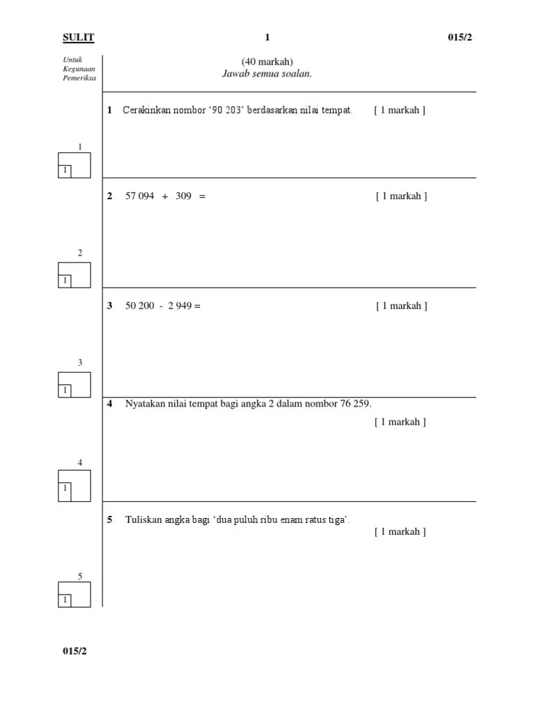 Soalan Matematik Tingkatan 1 Format Pt3 Ahmad Marogi