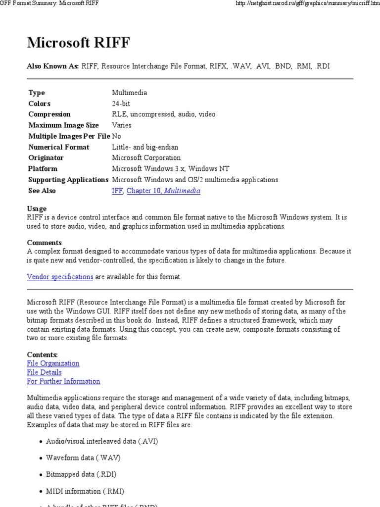 Riff File Format Video