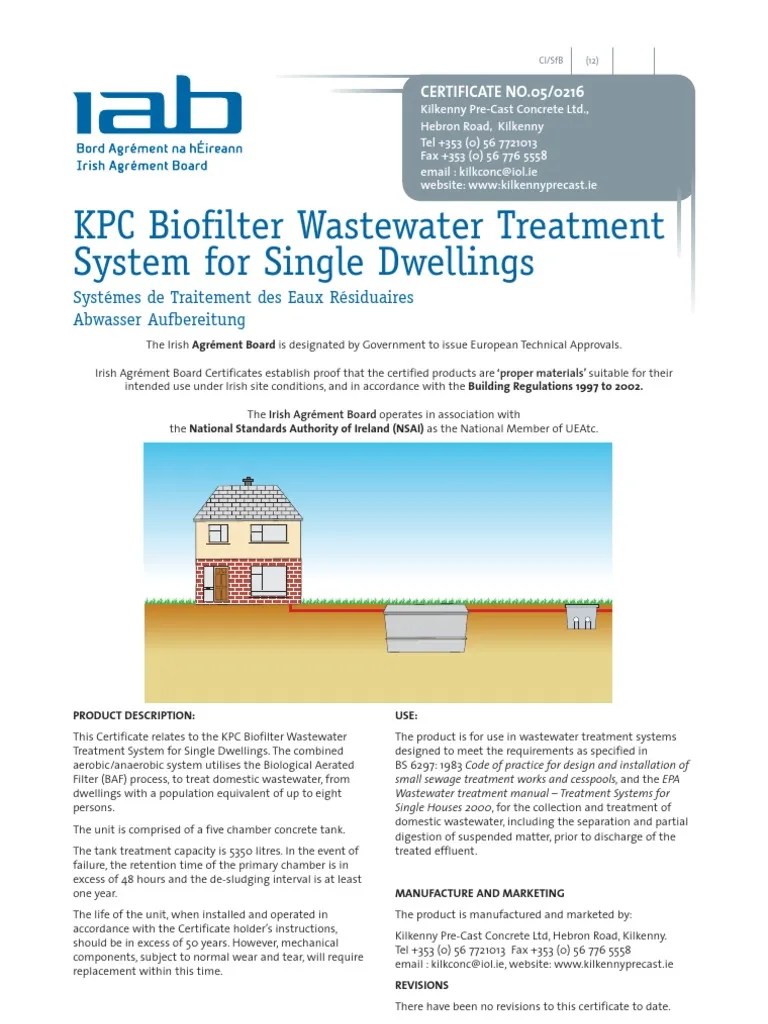 KPC Biofilter Wastewater Treatment System For Single Dwellings PDF