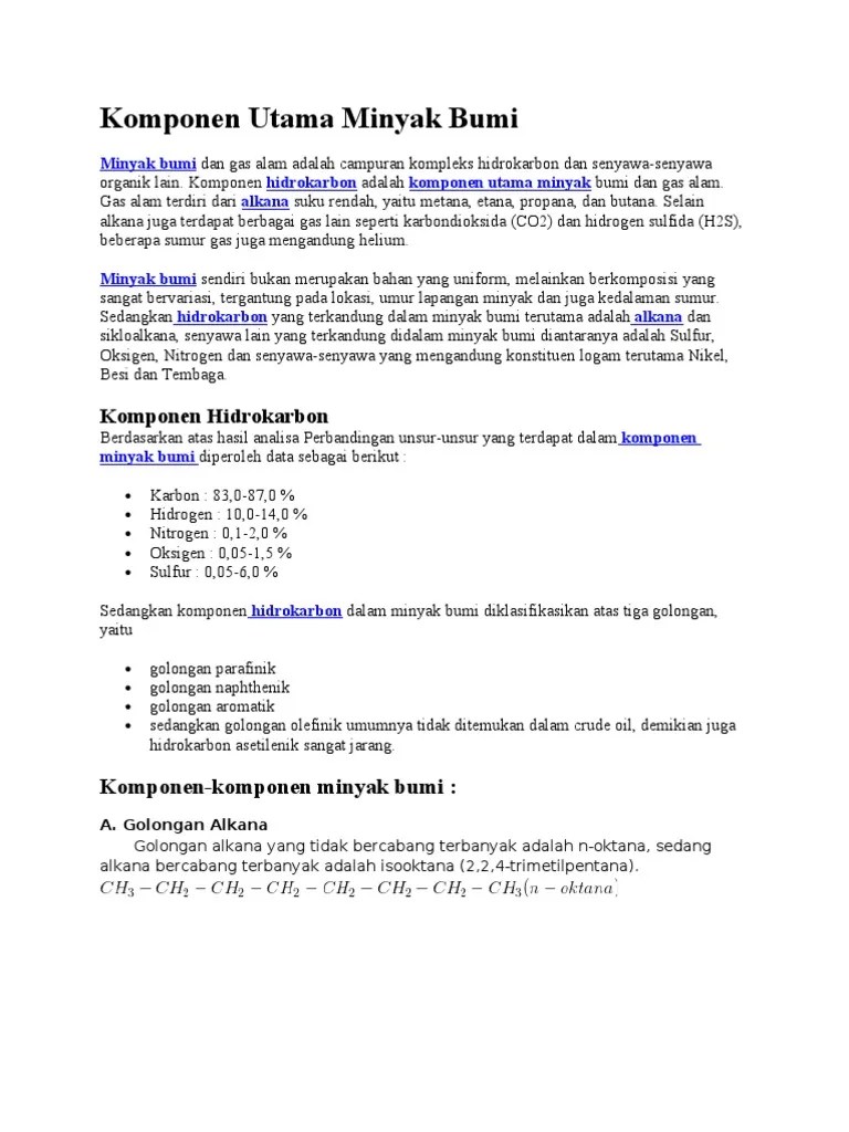 Komponen Utama Minyak Bumi | PDF