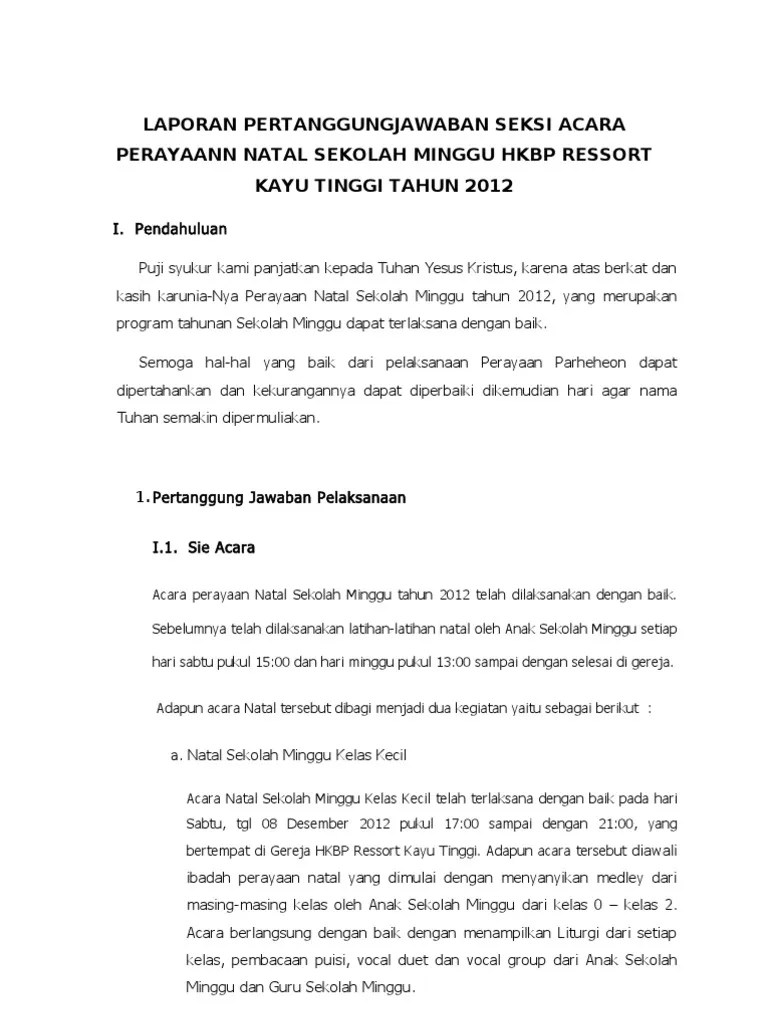 Contoh Laporan Kegiatan Sekolah Minggu Audit Kinerja