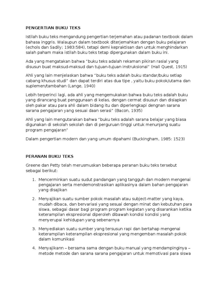 Pengertian Buku Teks Menurut Para Ahli Berbagi Teks Penting