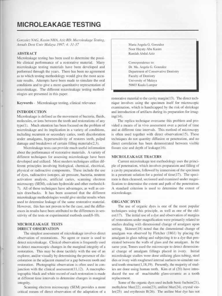 Microleakage Testing (Ori) PDF Dental Composite Microscopy