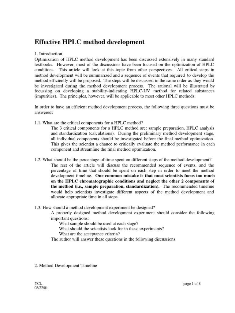 HPLC Method Development PDF High Performance Liquid Chromatography