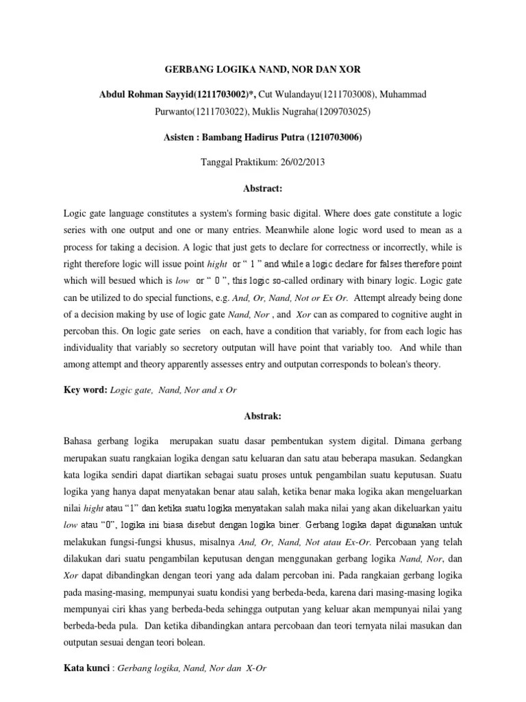 Gerbang Logika Nand, Nor, Dan X-Or | PDF