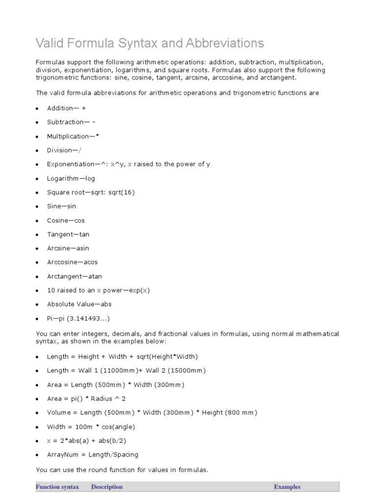 Valid Formula Syntax and Abbreviations_Revit Trigonometric Functions