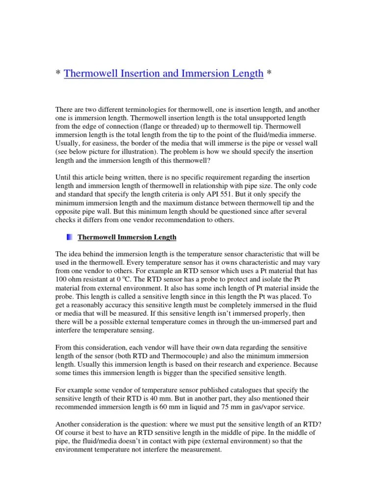Thermowell Insertion and Immersion+Length PDF