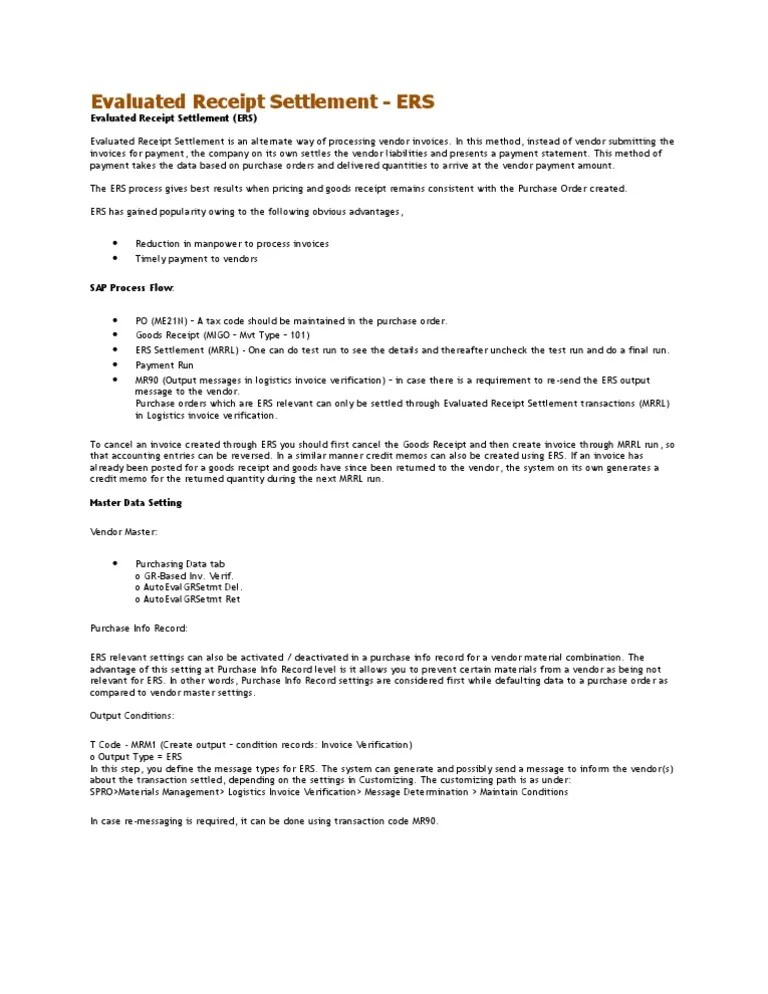 Evaluated Receipt Settlement.docx Invoice Receipt Free 30day Trial Scribd