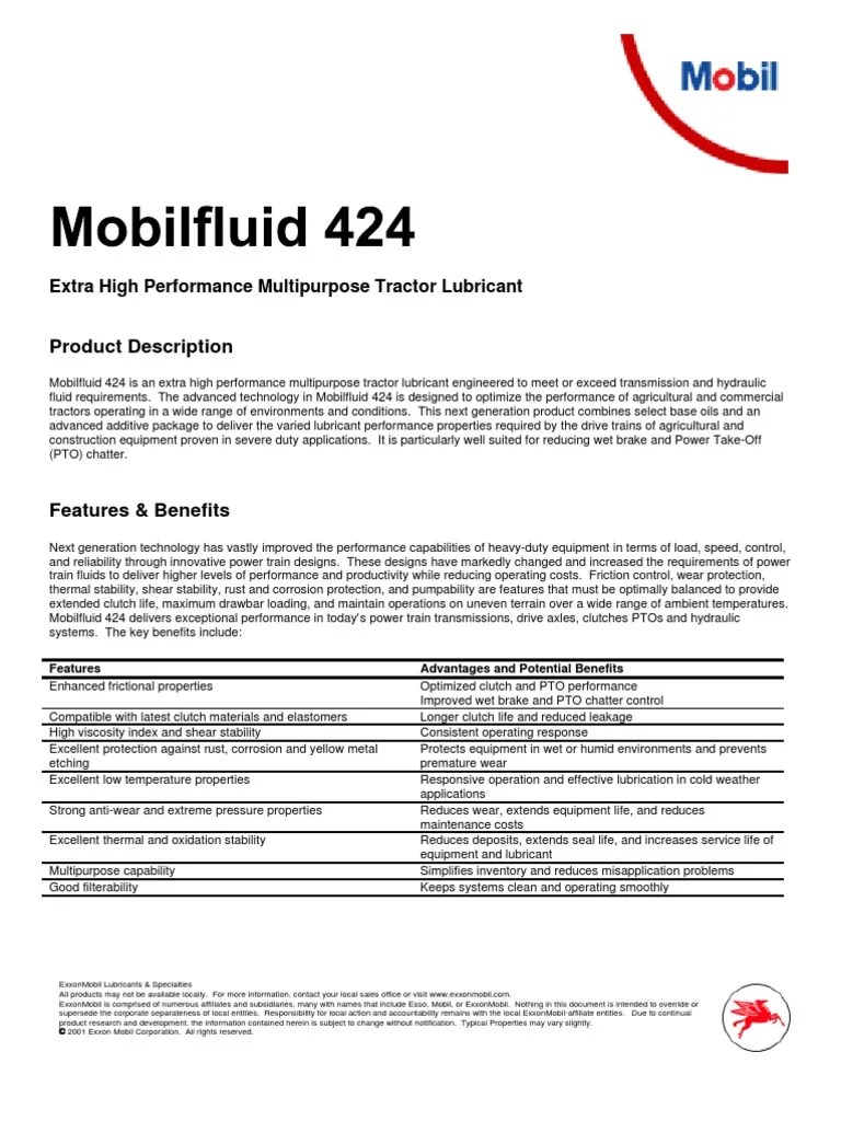 Mobilfluid 424 | Exxon Mobil | Lubricant