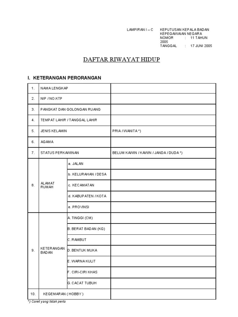 Contoh Daftar Riwayat Pekerjaan Guru Pns Seputaran Guru
