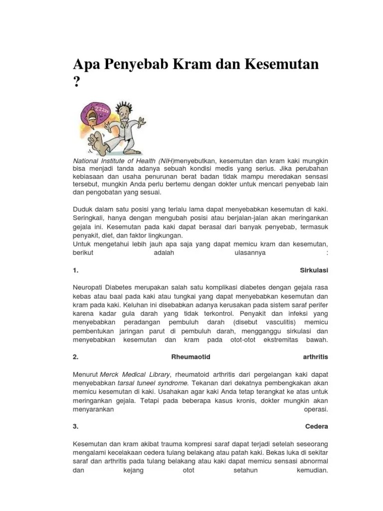 Apa Penyebab Kram Dan Kesemutan | PDF