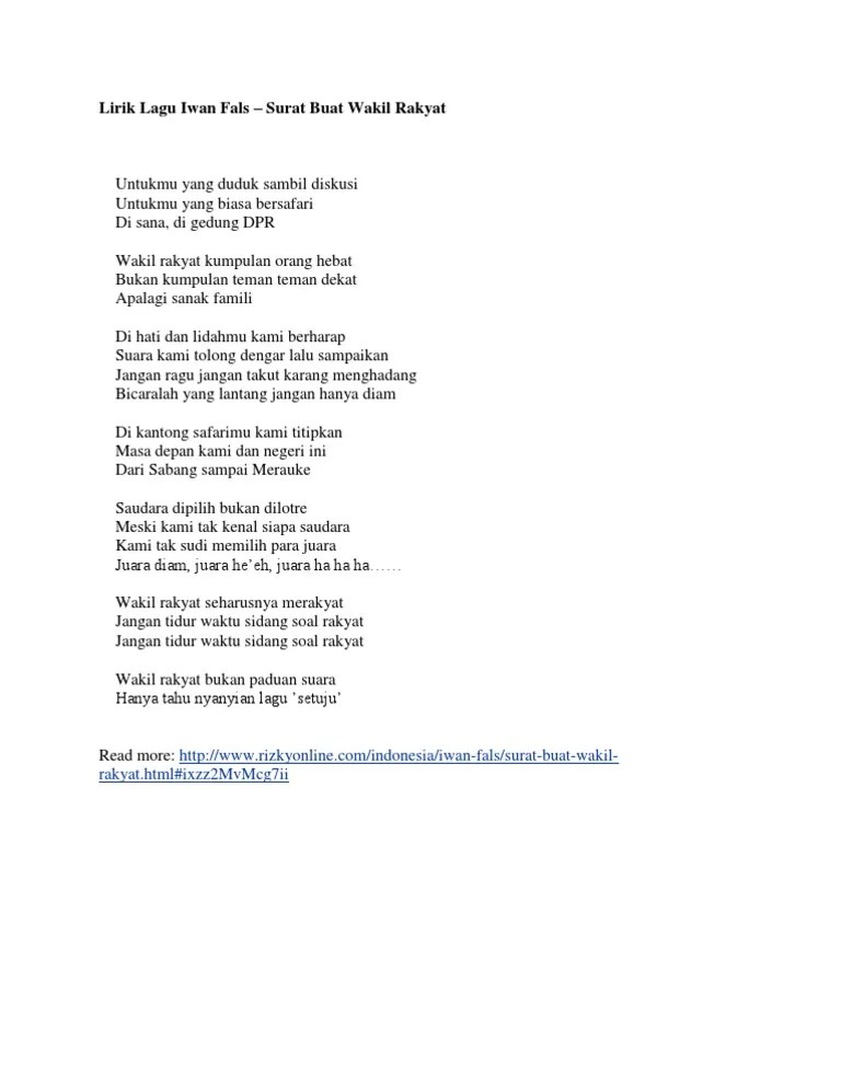 Lirik Lagu Iwan Fals | PDF