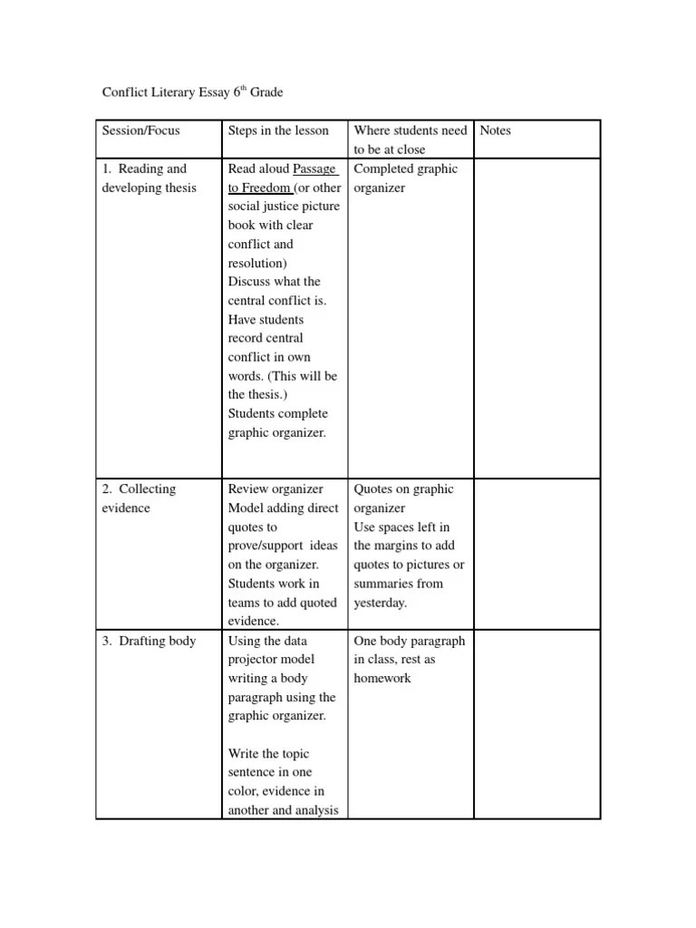 Conflict Essay Lessons and Student Papers Essays Paragraph