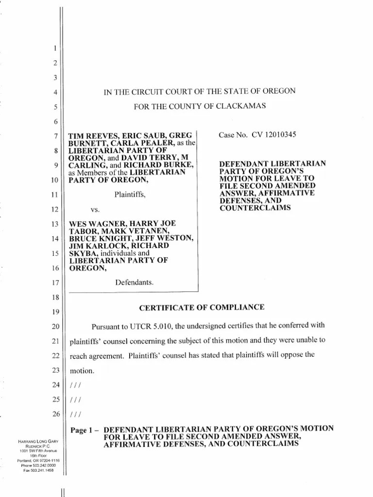 Motion for Leave to File Second Amended Answer (P0325875) Virginia