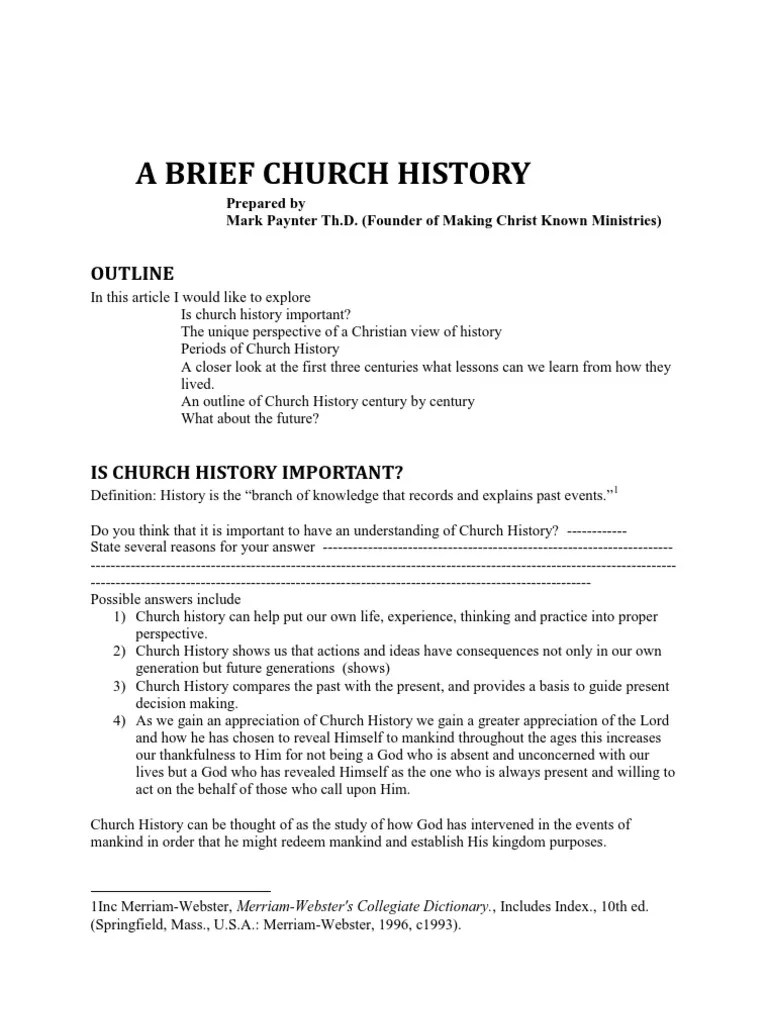 The Brief Church History PDF Martin Luther Catholic Church