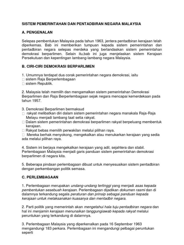 Cadangan Untuk Memantapkan Sistem Pentadbiran Negara