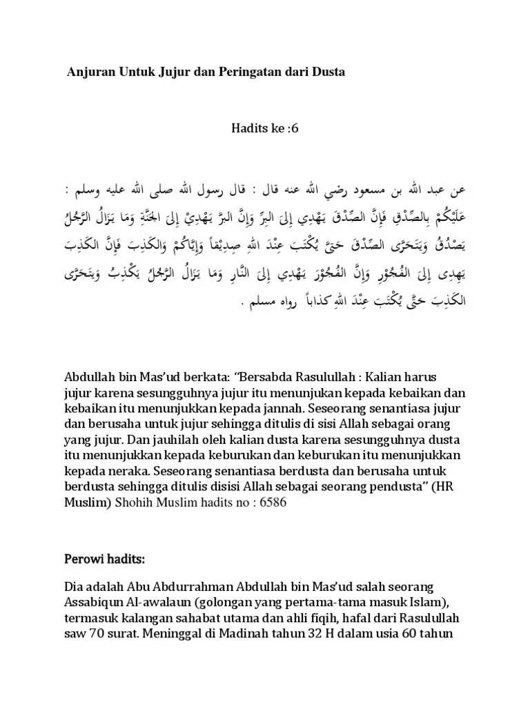 Anjuran Untuk Jujur Dan Peringatan Dari Dusta | PDF