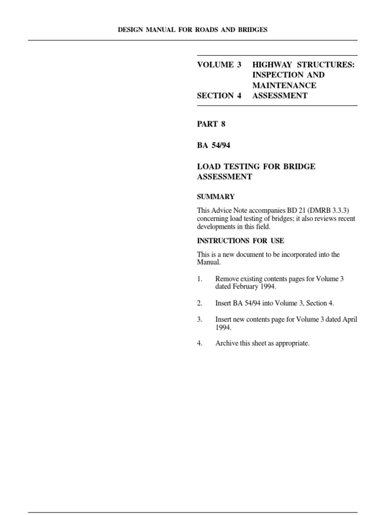 ba5494 LOAD TESTING FOR BRIDGE ASSESSMENT Structural Load Bridge