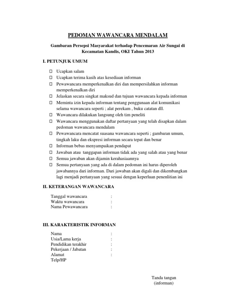 PEDOMAN WAWANCARA MENDALAM