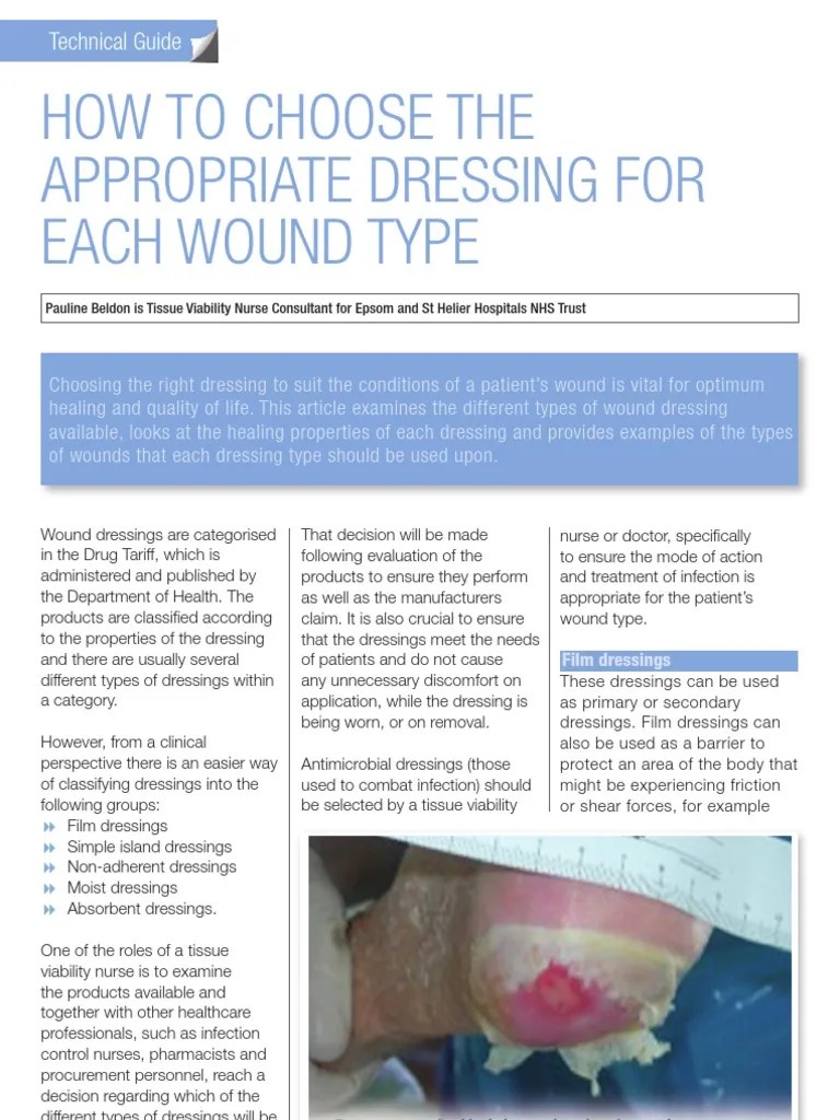 How to Choose the Appropriate Dressing Wound Health Sciences