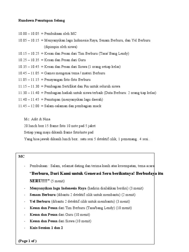 Contoh Cue Card Mc Event