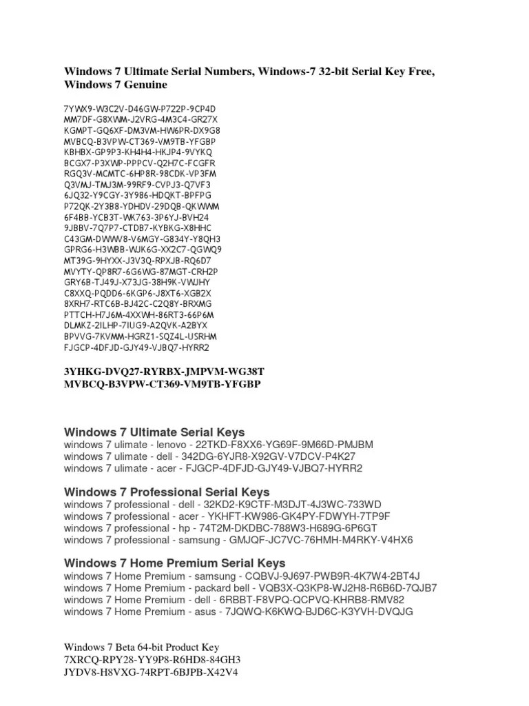 Top 34 Windows 7 Ultimate Key Free Update