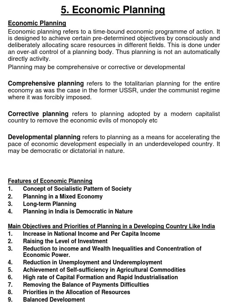 5. Economic Planning Economics Economies