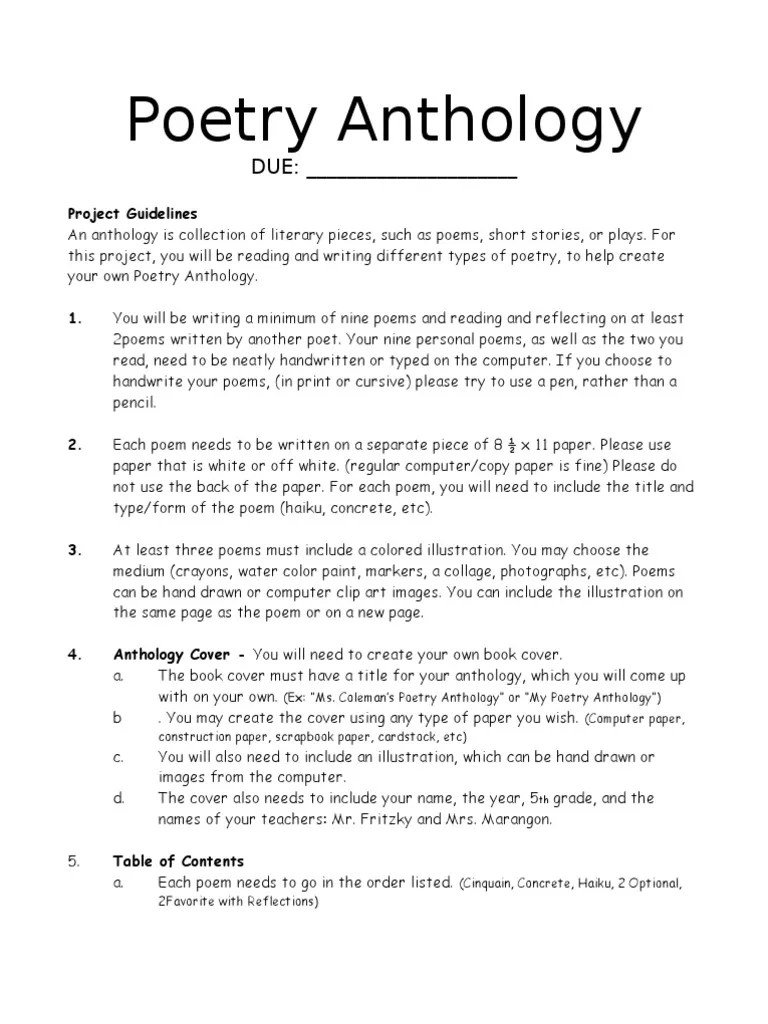 Poetry Anthology Draft PDF Limerick (Poetry) Poetry