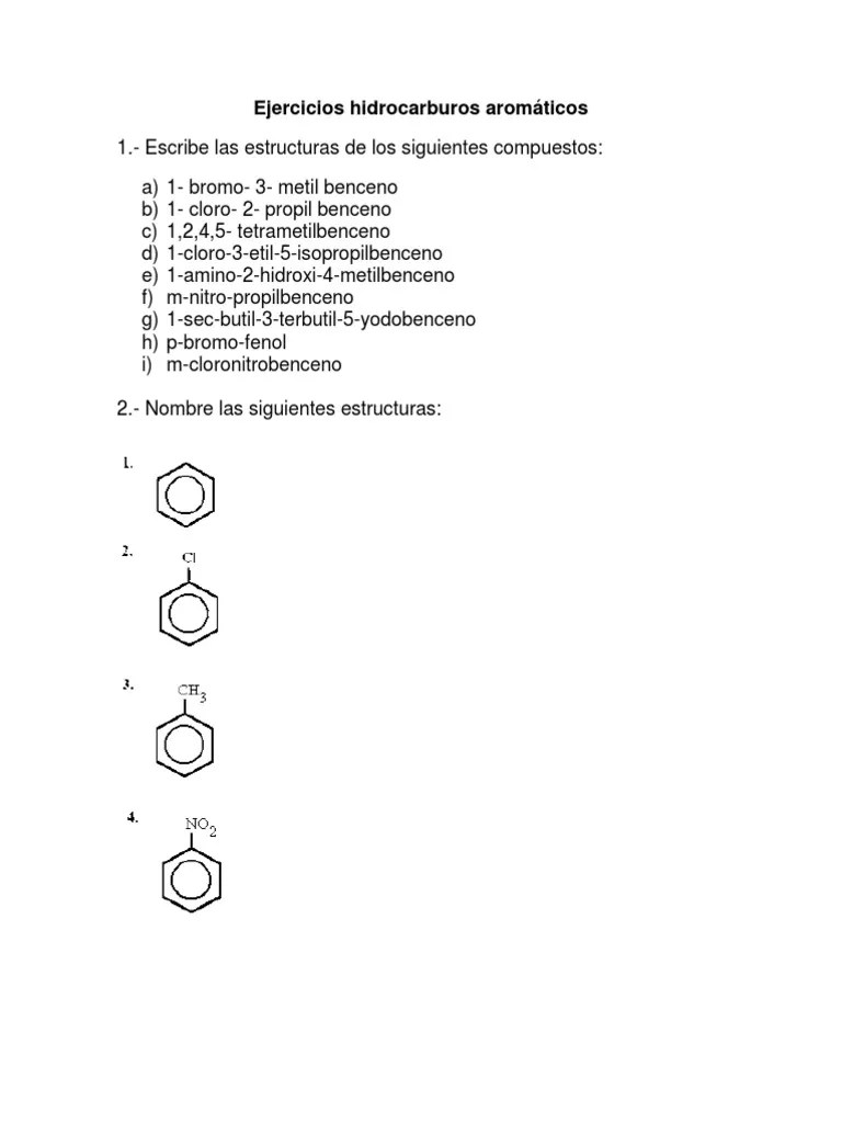Ejercicios hidrocarburos aromÃ¡ticos