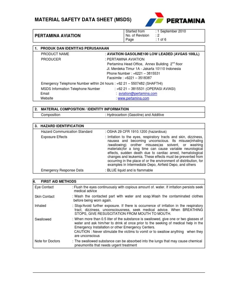 Jet A Fuel Pertamina Info PDF Dangerous Goods Flammability