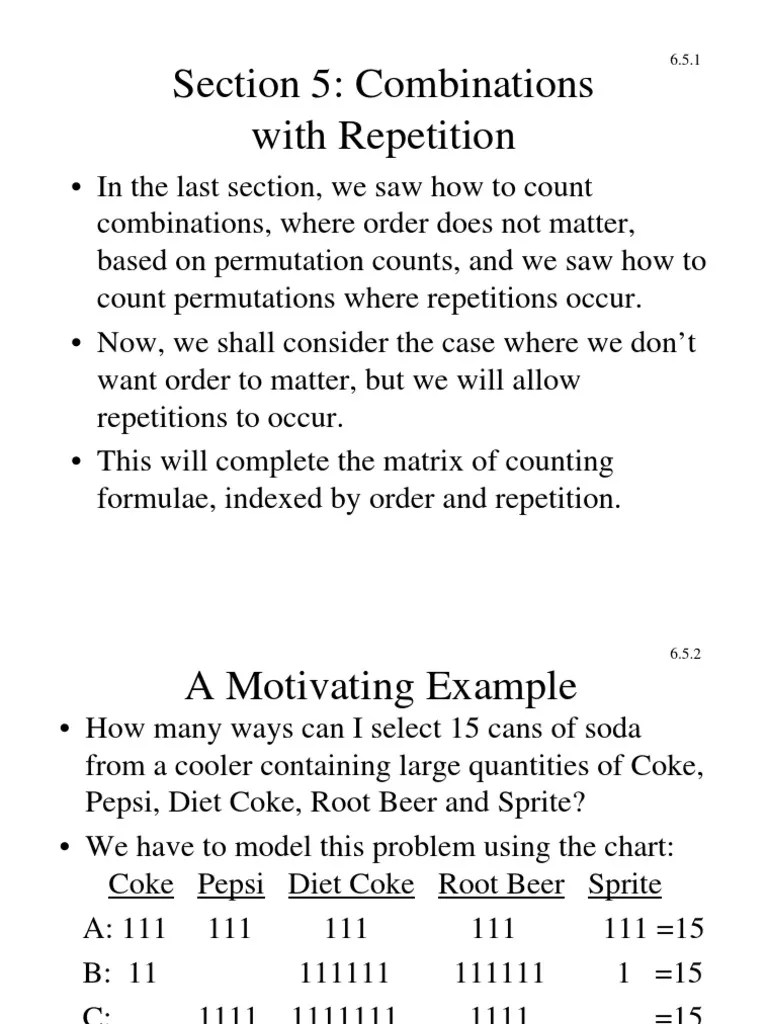 65 Combinations With Repetition PDF