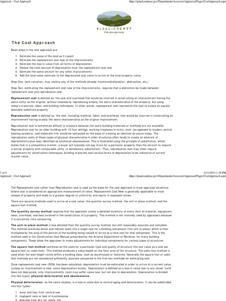 Appraisal Cost Approach Real Estate Appraisal Depreciation