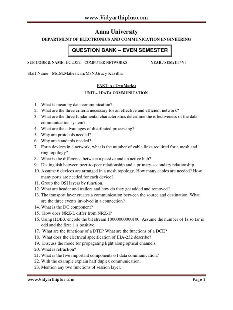 computer networks question papers Osi Model Computer Network Free