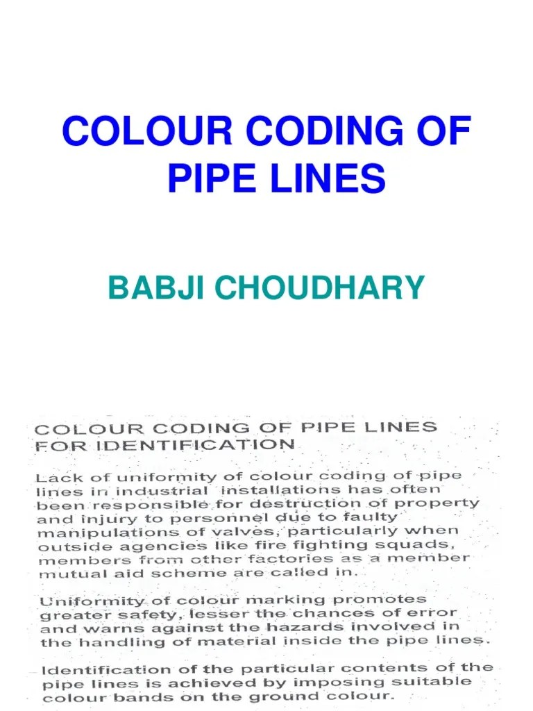 Colour Coding of Pipelines PDF