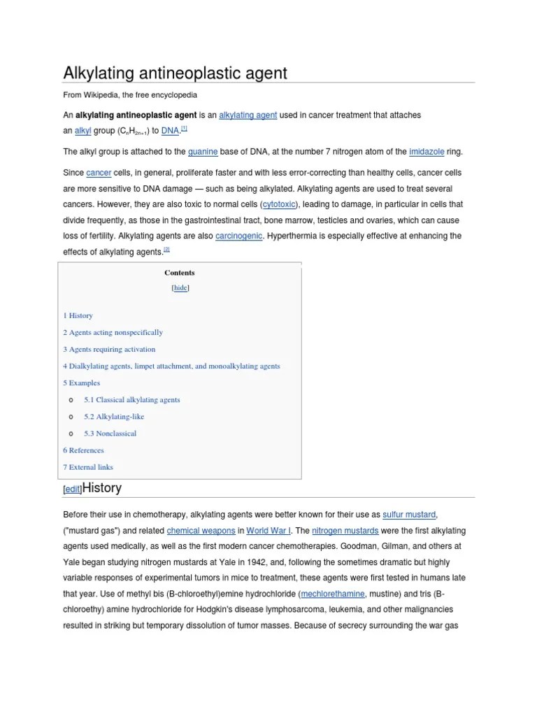 Alkylating Antineoplastic Agent PDF Cancer Treatments Chemotherapy