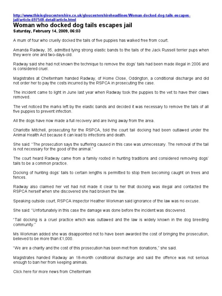 Is Docking Dogs Tails Illegal In Uk