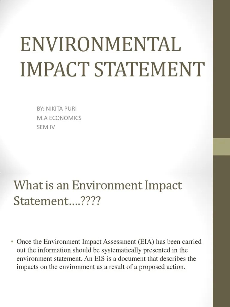 Environmental Impact Statement National Environmental Policy Act
