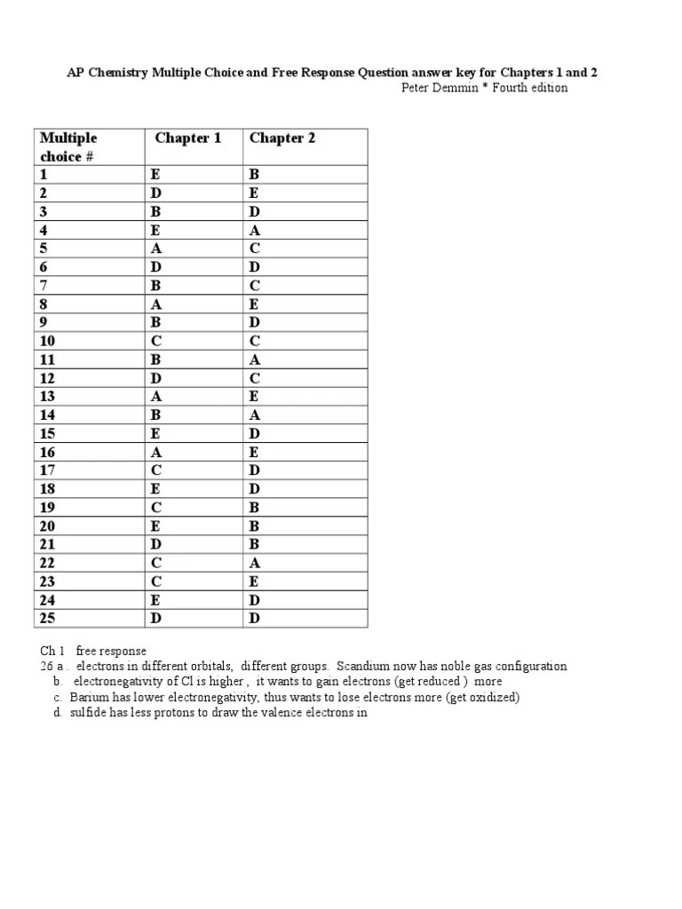 AP Chemistry Multiple Choice For Demmin 4th All Chapters PDF Gases