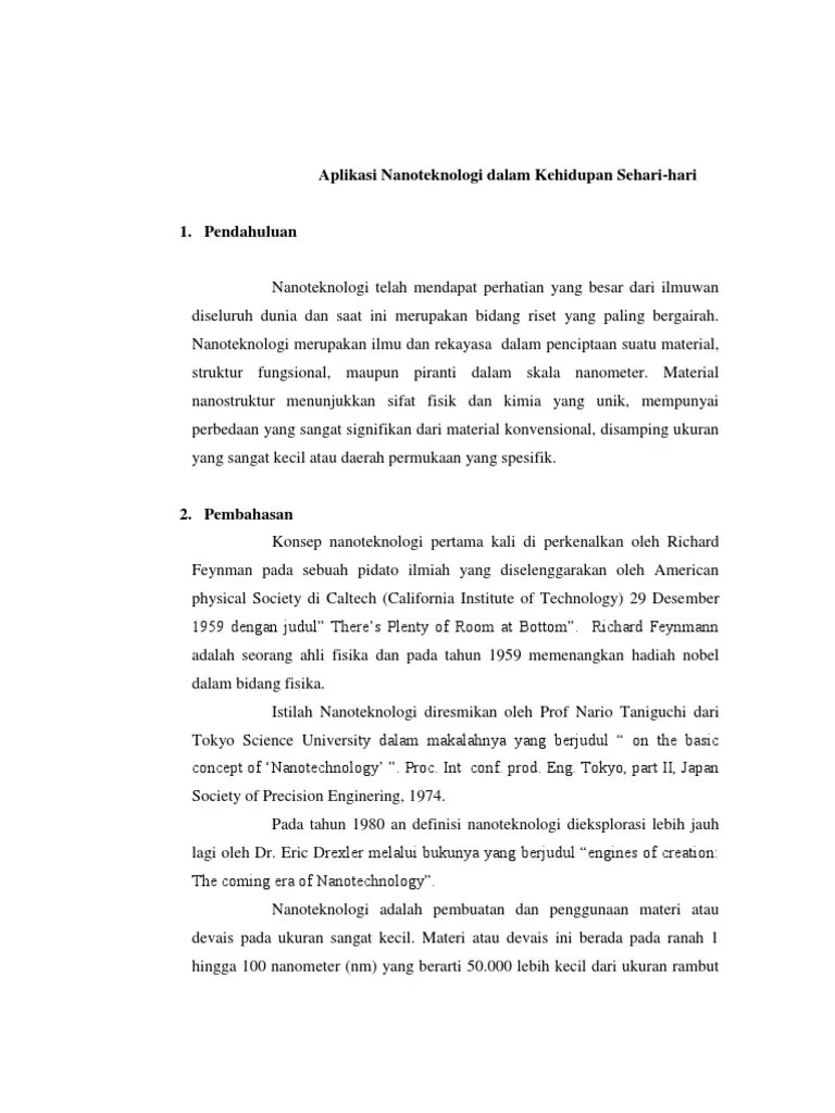 Aplikasi Nanoteknologi Dalam Kehidupan Sehari PDF