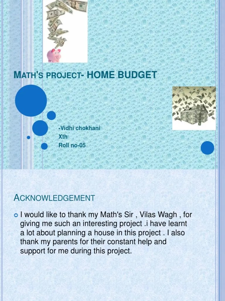 Maths Project on Home Budget Budget Budgets And Budgeting