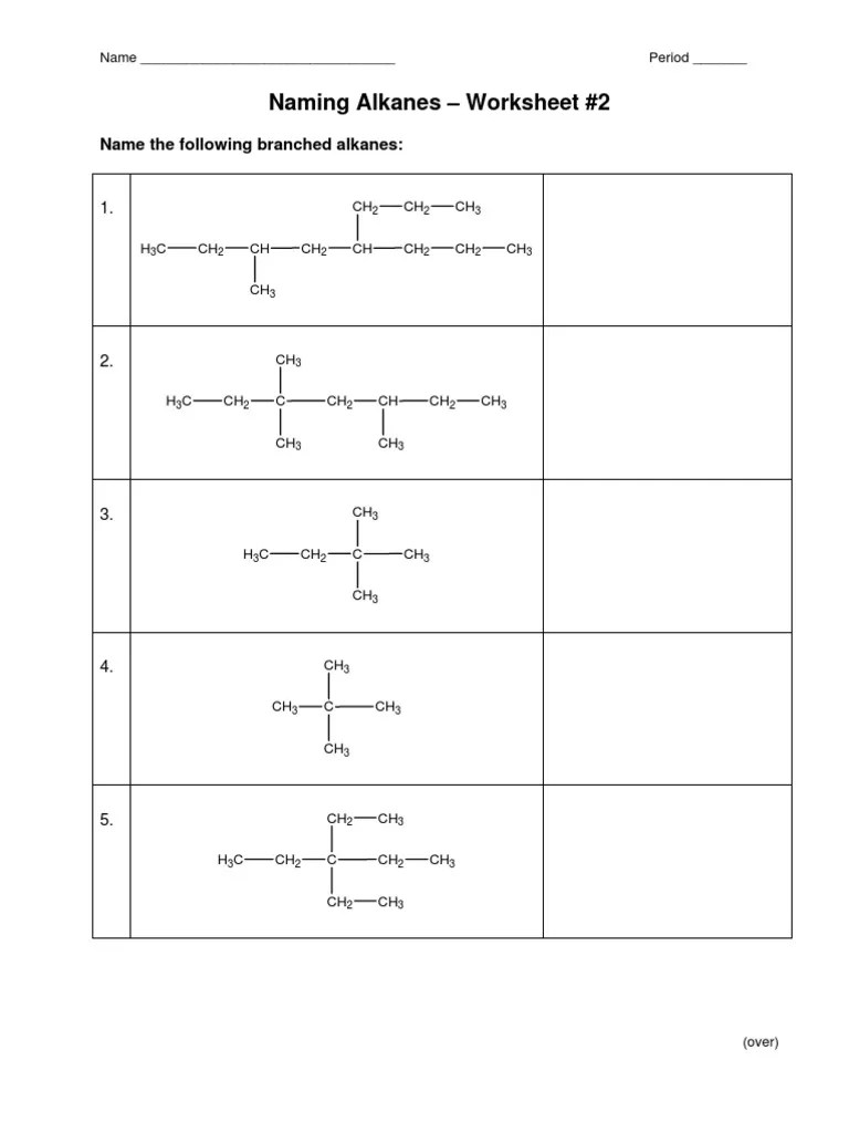 Naming Alkanes Worksheet - Uploadled