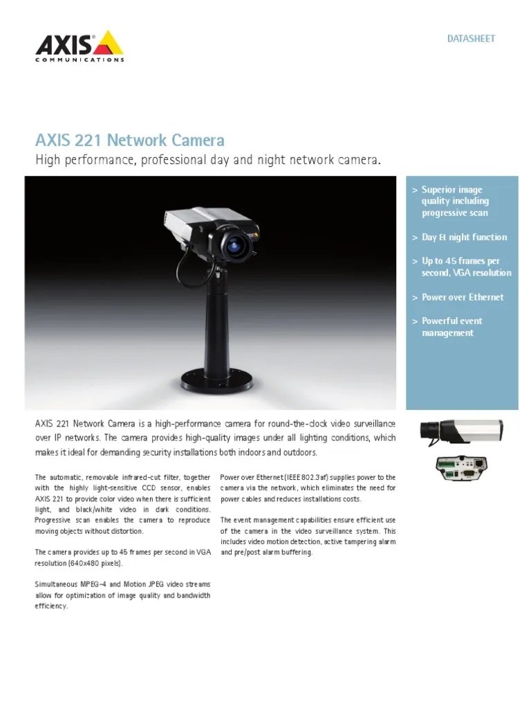 AXIS 221 Network Camera Series Video Computer Network